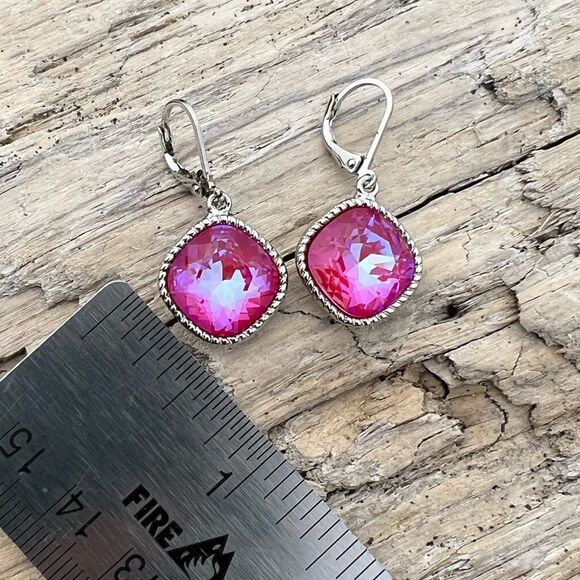 Earrings with clear Swarovski crystal handcrafted - Picture 3 of 4